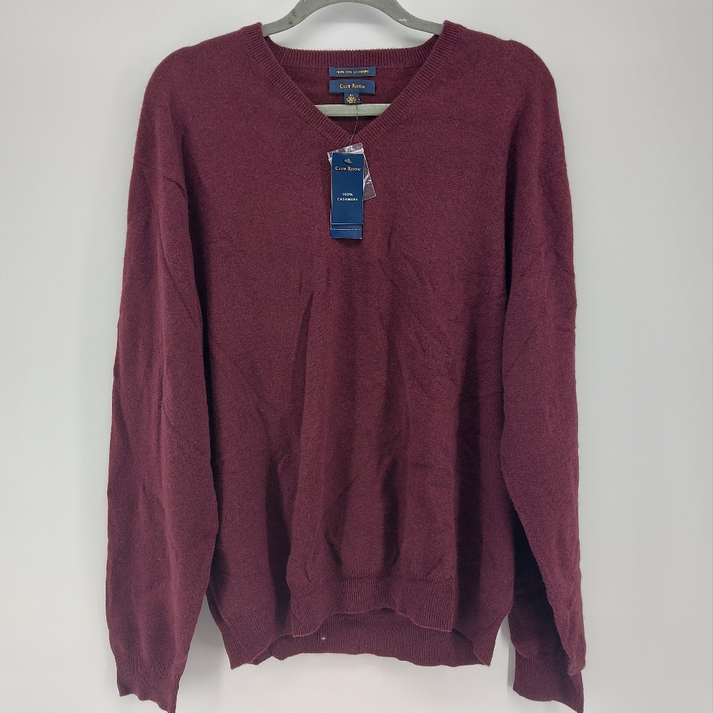 Charter Club Cashmere V Neck Cashmere Sweater Red Size XL
